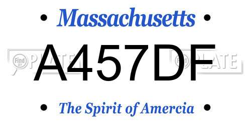 A457DF Massachusetts License Plate