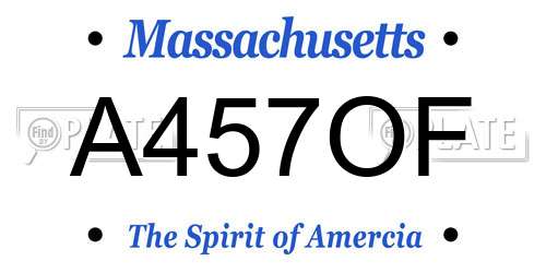 A457OF Massachusetts License Plate