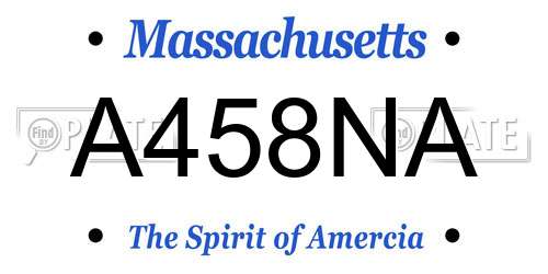 A458NA Massachusetts License Plate
