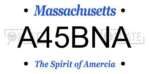A45BNA Massachusetts License Plate
