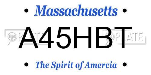 A45HBT Massachusetts License Plate