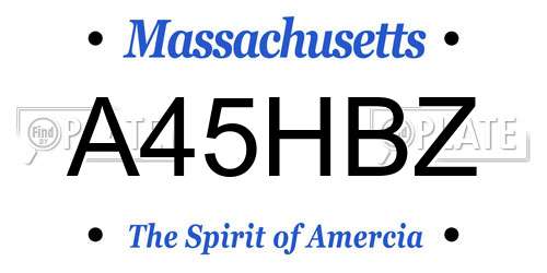 A45HBZ Massachusetts License Plate