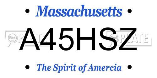 A45HSZ Massachusetts License Plate