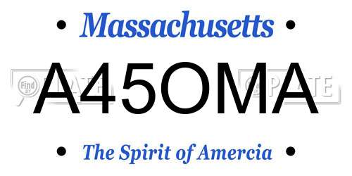 A45OMA Massachusetts License Plate