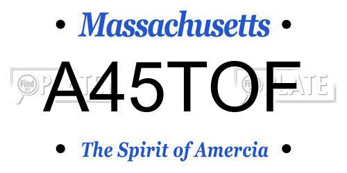 A45TOF Massachusetts License Plate
