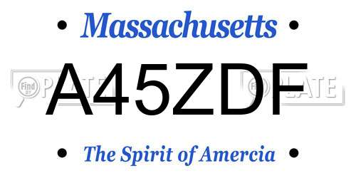 A45ZDF Massachusetts License Plate
