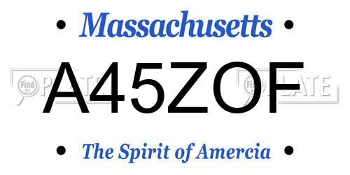 A45ZOF Massachusetts License Plate