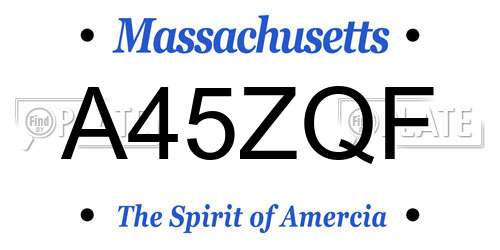 A45ZQF Massachusetts License Plate