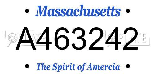 A463242 Massachusetts License Plate