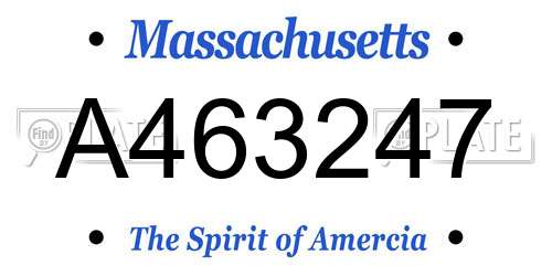 A463247 Massachusetts License Plate