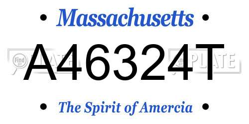 A46324T Massachusetts License Plate
