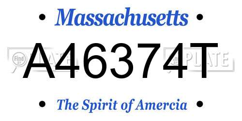 A46374T Massachusetts License Plate