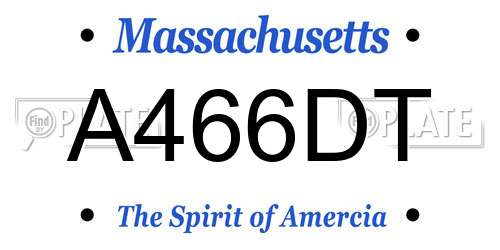A466DT Massachusetts License Plate