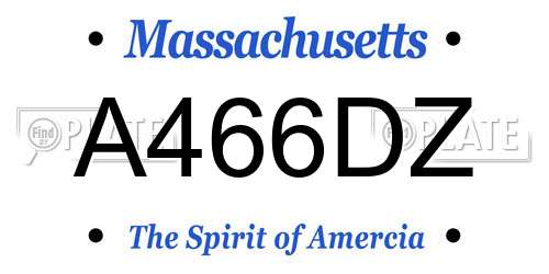 A466DZ Massachusetts License Plate