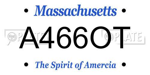 A466OT Massachusetts License Plate