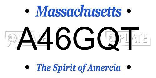 A46GQT Massachusetts License Plate