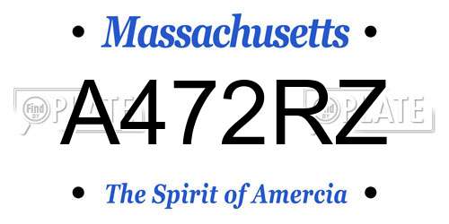 A472RZ Massachusetts License Plate