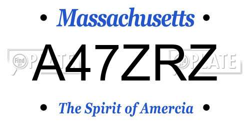A47ZRZ Massachusetts License Plate