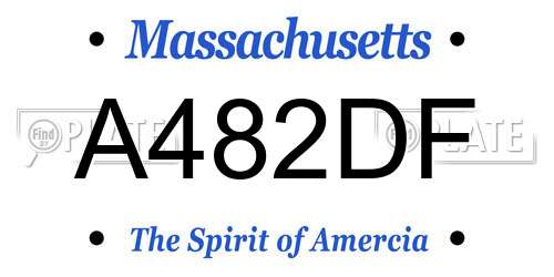 A482DF Massachusetts License Plate
