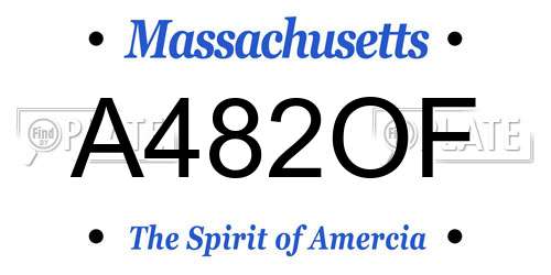 A482OF Massachusetts License Plate