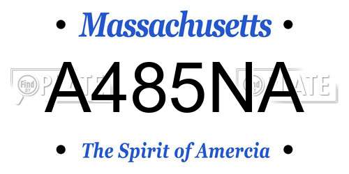 A485NA Massachusetts License Plate