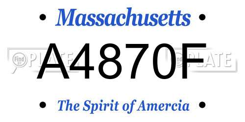 A4870F Massachusetts License Plate