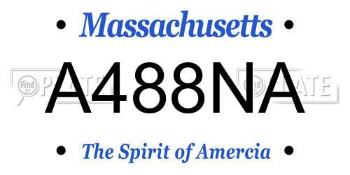 A488NA Massachusetts License Plate