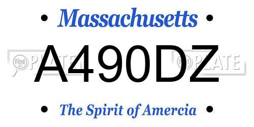 A490DZ Massachusetts License Plate
