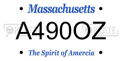 A490OZ Massachusetts License Plate