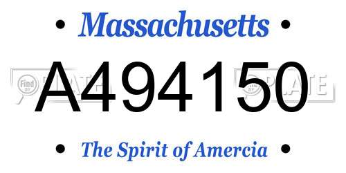 A494150 Massachusetts License Plate