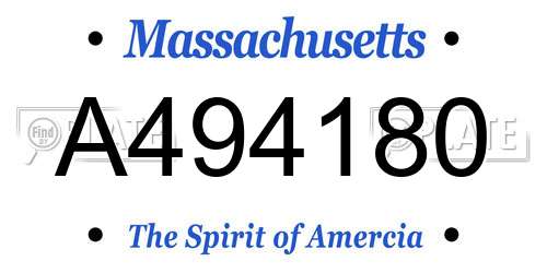 A494180 Massachusetts License Plate