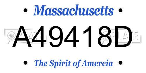 A49418D Massachusetts License Plate