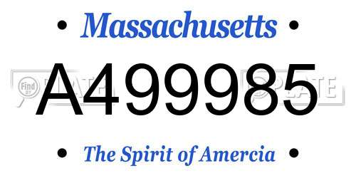 A499985 Massachusetts License Plate