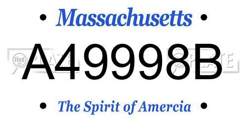 A49998B Massachusetts License Plate
