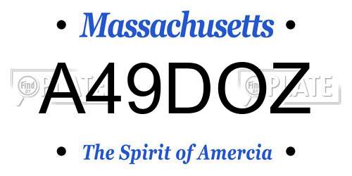 A49DOZ Massachusetts License Plate