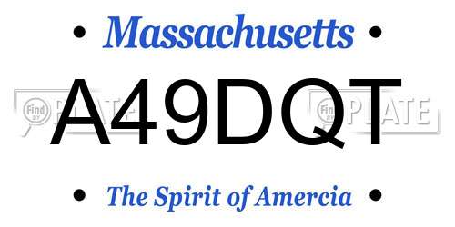 A49DQT Massachusetts License Plate