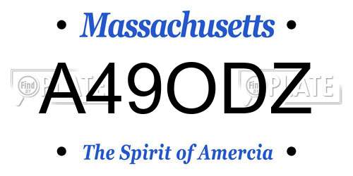 A49ODZ Massachusetts License Plate