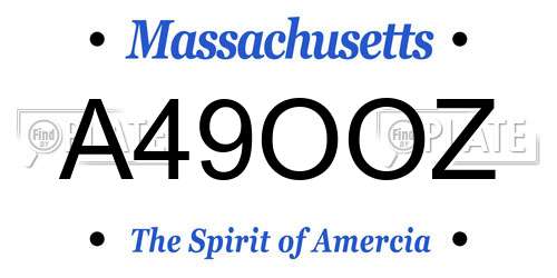 A49OOZ Massachusetts License Plate