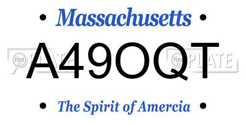 A49OQT Massachusetts License Plate