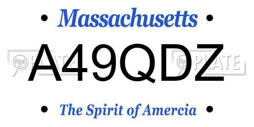 A49QDZ Massachusetts License Plate