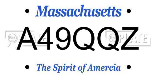 A49QQZ Massachusetts License Plate