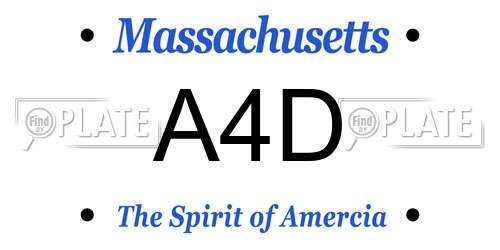 A4D Massachusetts License Plate