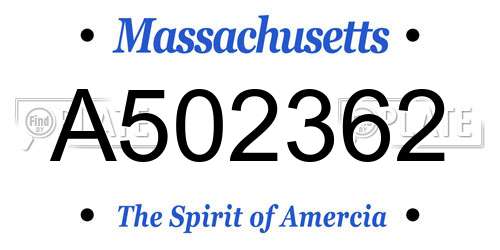 A502362 Massachusetts License Plate