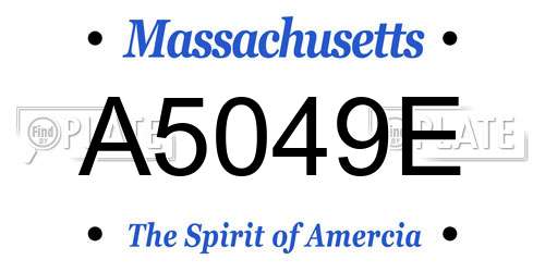 A5049E Massachusetts License Plate