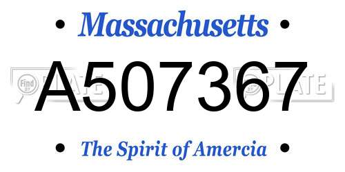 A507367 Massachusetts License Plate
