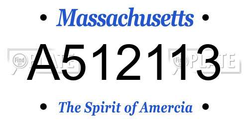 A512113 Massachusetts License Plate