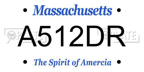 A512DR Massachusetts License Plate