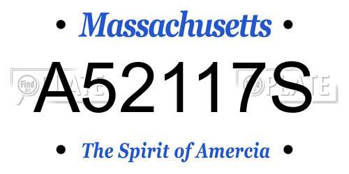 A52117S Massachusetts License Plate