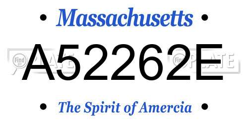 A52262E Massachusetts License Plate