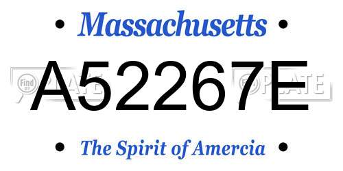 A52267E Massachusetts License Plate